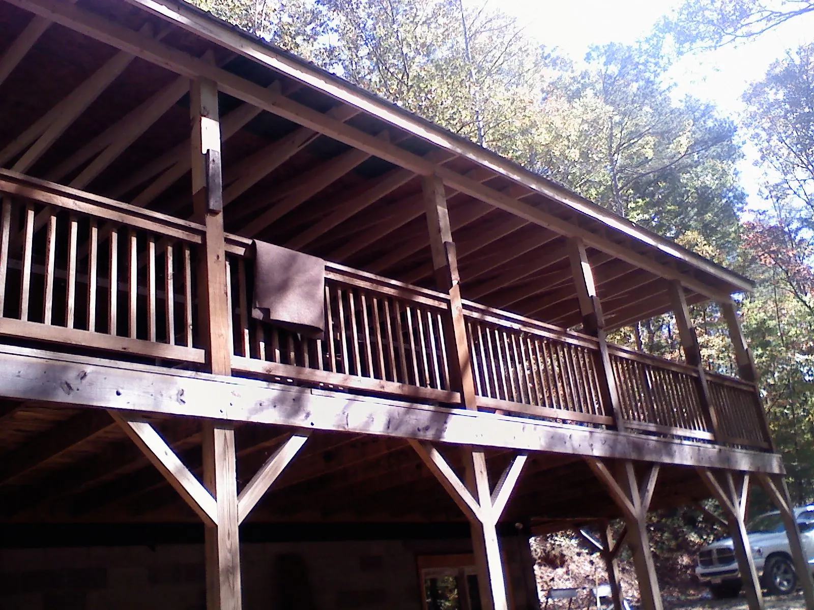 Timber framing under a new elevated porch and deck — Roof Leak Repair in Pierceton by Roofing Brothers